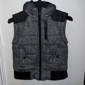 First Wave 4T/5T hooded vest, black/dark grey, quilted/lined, washed never worn